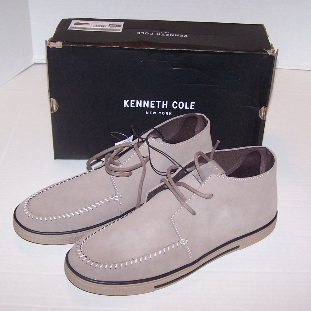 NEW MEN'S KENNETH COLE SHORE BROWN CASUAL FAUX SUEDE SHOES.